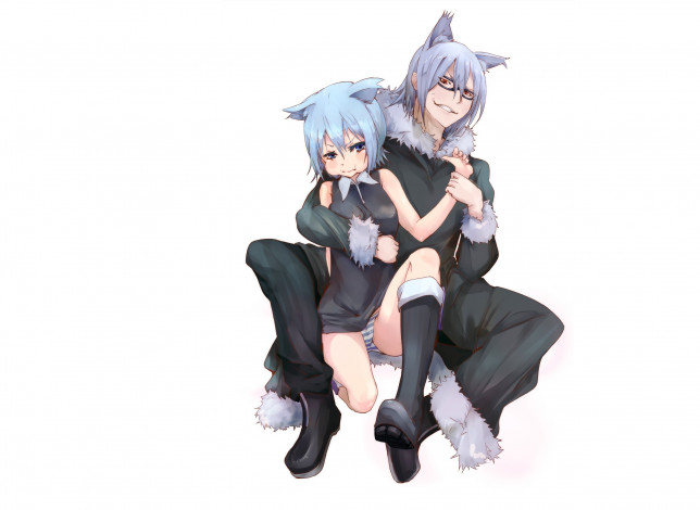 Обои картинки фото аниме, животные,  существа, fu-ta, yozakura, quartet, nanami, ao