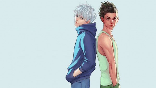 Обои картинки фото аниме, hunter x hunter, киллуа, гон