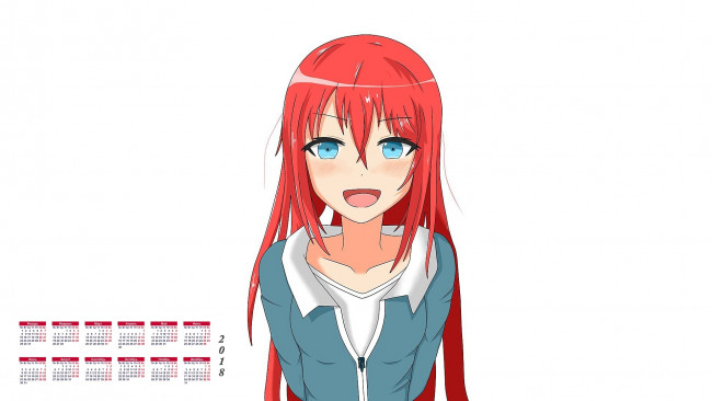 Обои картинки фото календари, аниме, девушка, 2018, взгляд