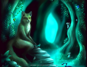 Картинка календари рисованные +векторная+графика лиса птица животное природа растение calendar 2020