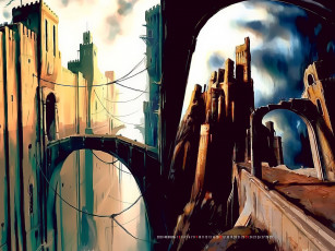 Картинка календари фэнтези мост здание архитектура город calendar 2020