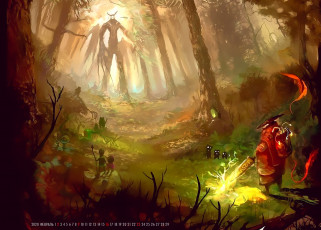 Картинка календари фэнтези существо лес деревья растение природа calendar 2020