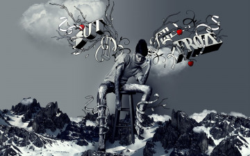 Картинка разное компьютерный+дизайн девушка свитер табурет надпись горы