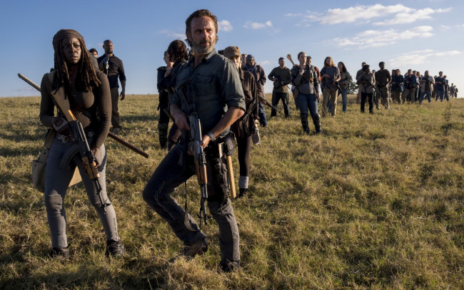 Обои картинки фото кино фильмы, the walking dead, danai, gurira, andrew, lincoln, rick, michonne