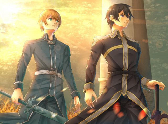 Обои картинки фото аниме, sword art online, мастера, меча, онлайн, kirito, kirigaya kadzuto, armin, ?????