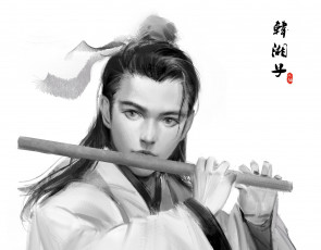 Картинка рисованное люди парень флейта бессмертный