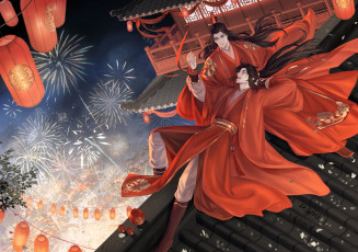 Картинка аниме mo+dao+zu+shi вэй усянь лань ванци крыши фонари