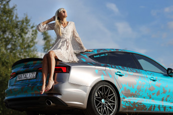 обоя девушка и авто, автомобили, -авто с девушками, девушка, женщина, блондинка, светловолосая, сексуальная, модель, звезда, позирует, разная, обувь, верхняя, стильная, одежда, нижнее, эротическое, бельё, трусы, лифчик, колготки, чулки, аксессуары, макияж, и, множество, элементов, на, фотографии