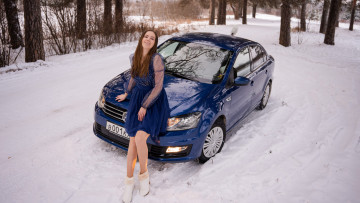 обоя автомобили, -авто с девушками, volkswagen, polo