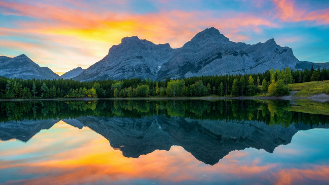 Обои картинки фото wedge pond, kananaskis, alberta, природа, реки, озера, wedge, pond