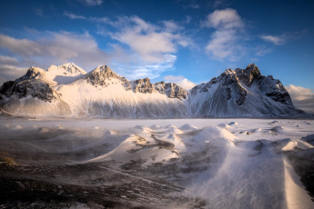 Картинка природа горы исландия лед снег небо облака