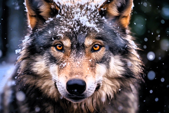 Обои картинки фото 3д графика, животные , animals, волк, голова, снег, зима