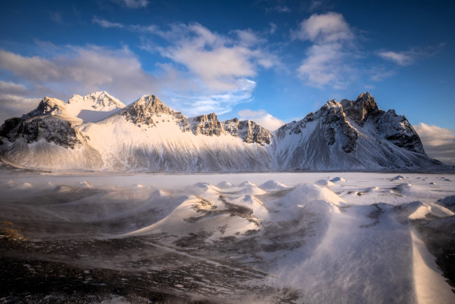 Обои картинки фото природа, горы, исландия, лед, снег, небо, облака