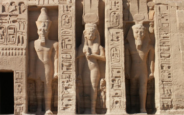 Картинка temple of nefertari at abu simbel города исторические архитектурные памятники