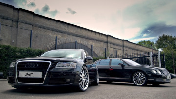 Картинка автомобили разные вместе ауди забор бентли