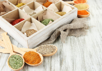 обоя еда, крупы,  зерно,  специи,  семечки, ткань, ложки, коробочка, специи