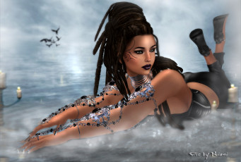 Картинка 3д+графика people+ люди украшения макияж прическа девушка вода