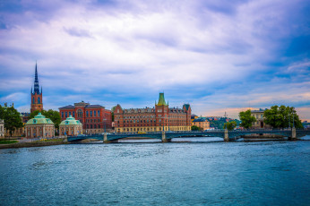 Картинка города стокгольм+ швеция вода здания