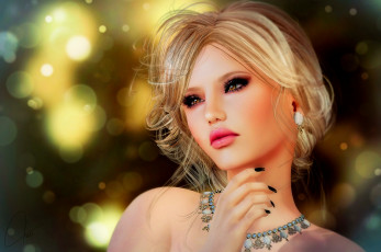 Картинка 3д+графика portraits+ портрет макияж взгляд блондинка девушка