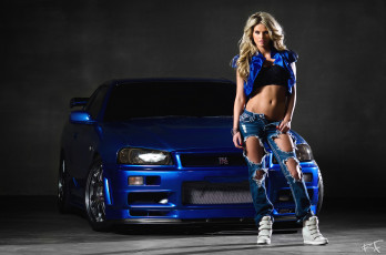 Картинка 1999+nissan+skyline+r34 автомобили авто+с+девушками r34 heidi fahrenbach nissan skyline джинсы