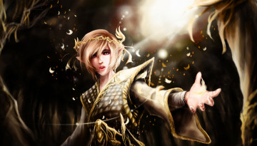 Картинка фэнтези эльфы рука перья арт эльфийка девушка сияние