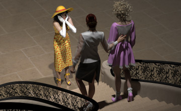 Картинка рetula+рenrose 3д+графика people+ люди девушки лесница