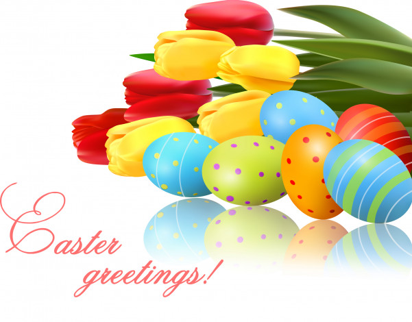 Обои картинки фото праздничные, пасха, яйца, тюльпаны