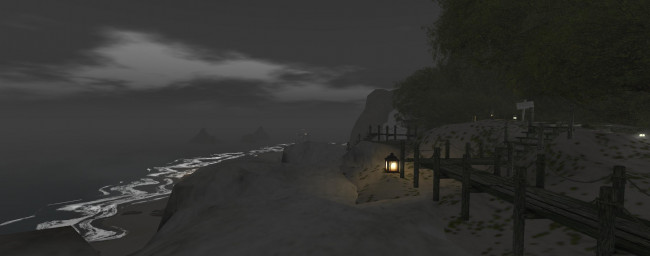 Обои картинки фото 3д графика, nature, landscape , природа, облака, фонарь, пена, море, ночь