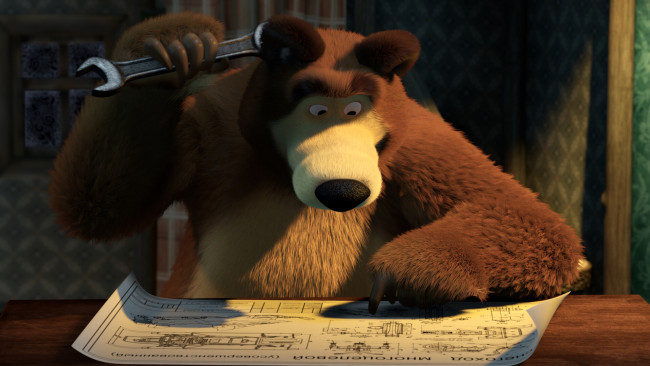 Обои картинки фото мультфильмы, маша и медведь, медведь, карта, мишка, мультик, маша