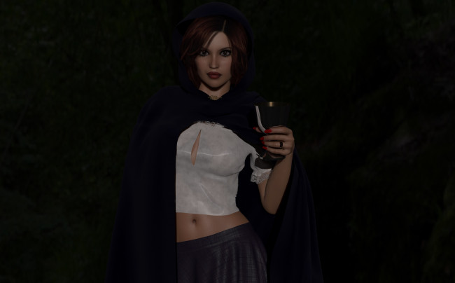 Обои картинки фото 3д графика, people , люди, девушка, чаша