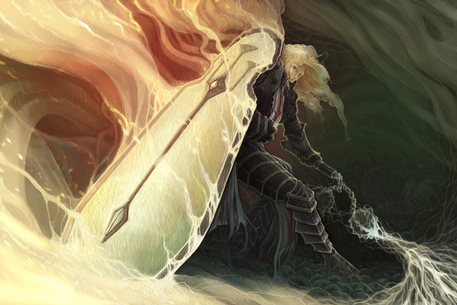 Обои картинки фото видео игры, diablo iii,  reaper of souls, эльф, блонди, щит, цепь