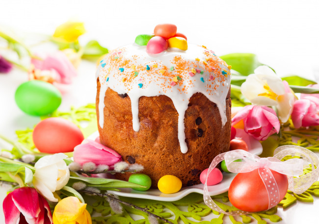 Обои картинки фото праздничные, пасха, яйца, кулич