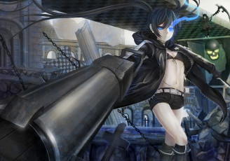 Картинка аниме black+rock+shooter rayxray оружие девушки арт takanashi yomi kuroi mato black rock shooter