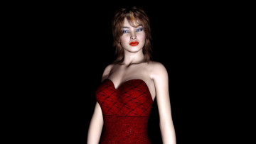 Картинка 3д+графика люди+ people платье фон взгляд девушка