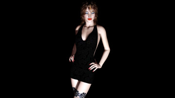 Картинка 3д+графика люди+ people платье фон взгляд девушка