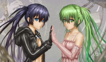 Картинка black+rock+shooter+&+vocaloid аниме unknown +другое руки девушки hatsune miku kuroi mato vocaloid взгляд aki99 black rock shooter