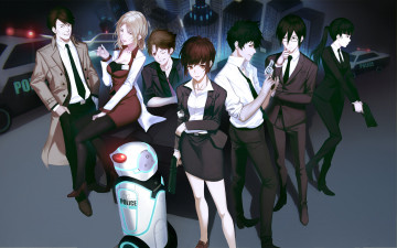 Картинка аниме psycho-pass yykuaixian kunizuka yayoi kougami shinya ginoza nobuchika tsunemori akane masaoka tomomi karanomori shion kagari shuusei пистолет парни девушки оружие