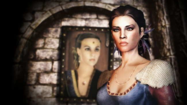 Обои картинки фото tes iv , путь судьбы vl, 3д графика, фантазия , fantasy, девушка, взгляд, фон