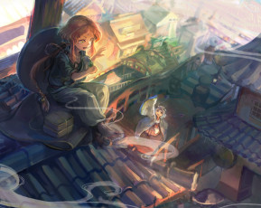 Картинка аниме pixiv+fantasia девочки