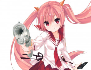 Картинка аниме оружие +техника +технологии девушка взгляд фон