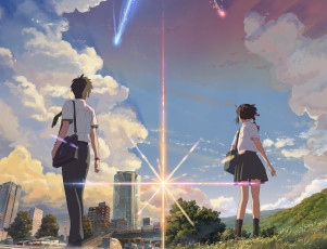 Картинка аниме kimi+no+na+wa shinkai makoto kimi no na wa miyamizu mitsuha tachibana taki
