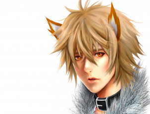 Картинка аниме животные +существа ушки парень арт