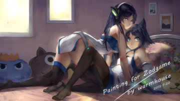 Картинка аниме животные +существа арт warmhouse девушки