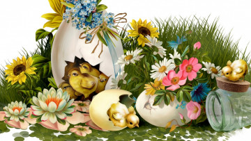 Картинка векторная+графика животные+ animals цветы цыплята