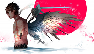 Картинка аниме оружие +техника +технологии крыло парен арт киборг