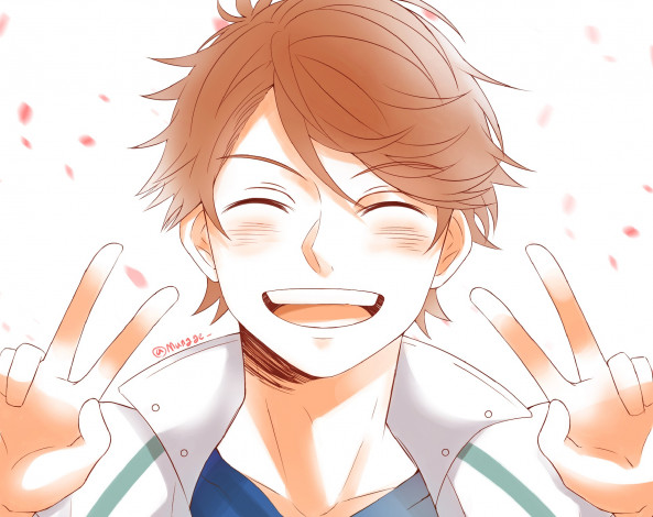 Обои картинки фото аниме, haikyuu, улыбка, парень