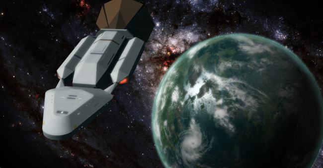 Обои картинки фото космос, арт, космический, корабль, полет, вселенная, планета