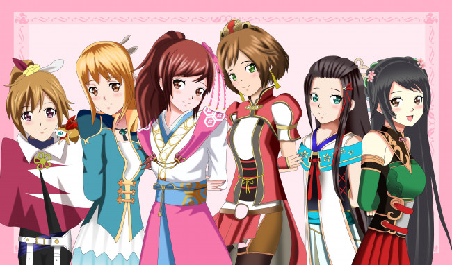 Обои картинки фото аниме, unknown,  другое, девушки, взгляд, фон