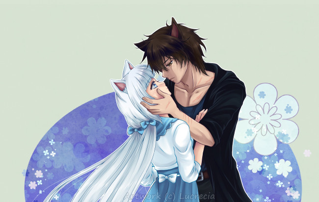 Обои картинки фото аниме, животные,  существа, пара