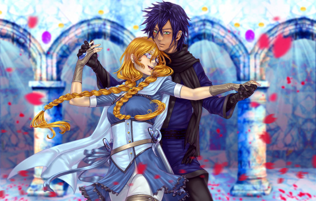 Обои картинки фото аниме, unknown,  другое, парень, девушка, пара, арт, танец